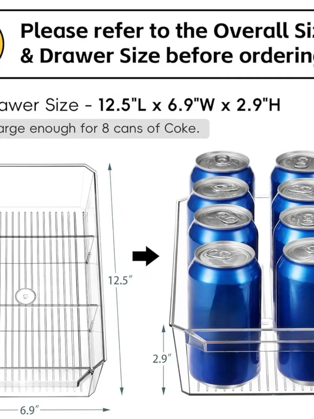 NEW! Set of 2 : Clear Stackable Drawer Storage Organizer